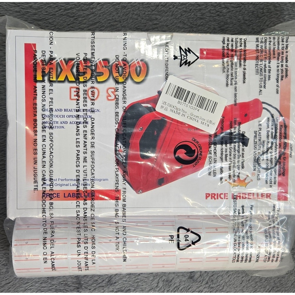 MX-5500 8 Digits Price Gun Labeller Retail Grocery Store Labeler with Labels Red